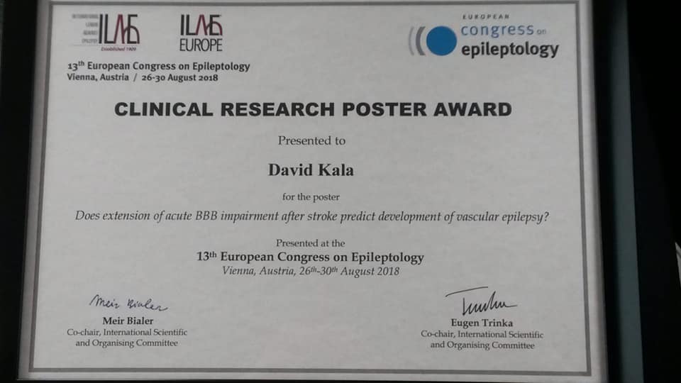 Clinical research poster award for David Kala - obr