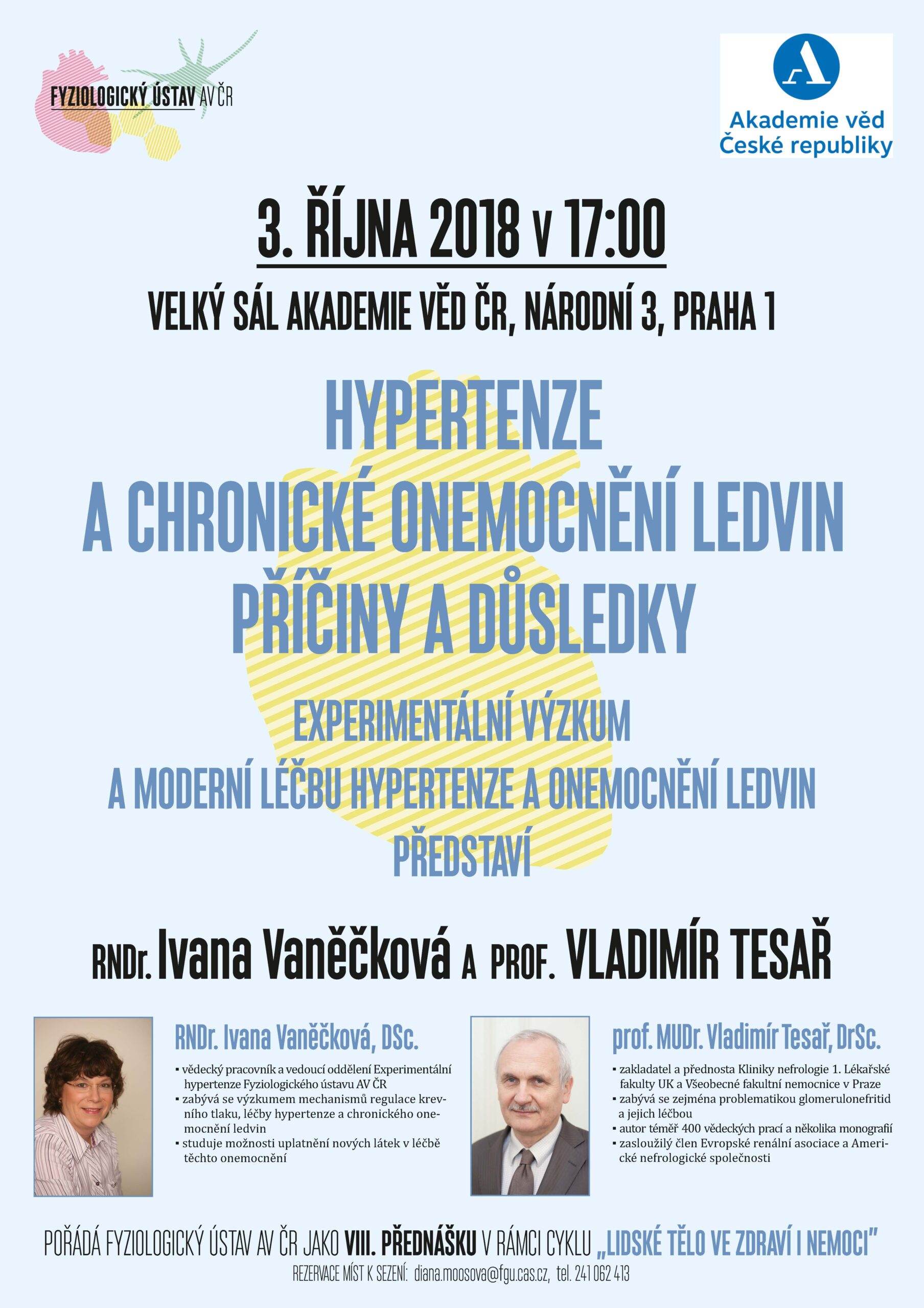 Lecture "Hypertension and chronic kidney disease - causes and consequences" invitation - pozvanka 3.10.2018 scaled