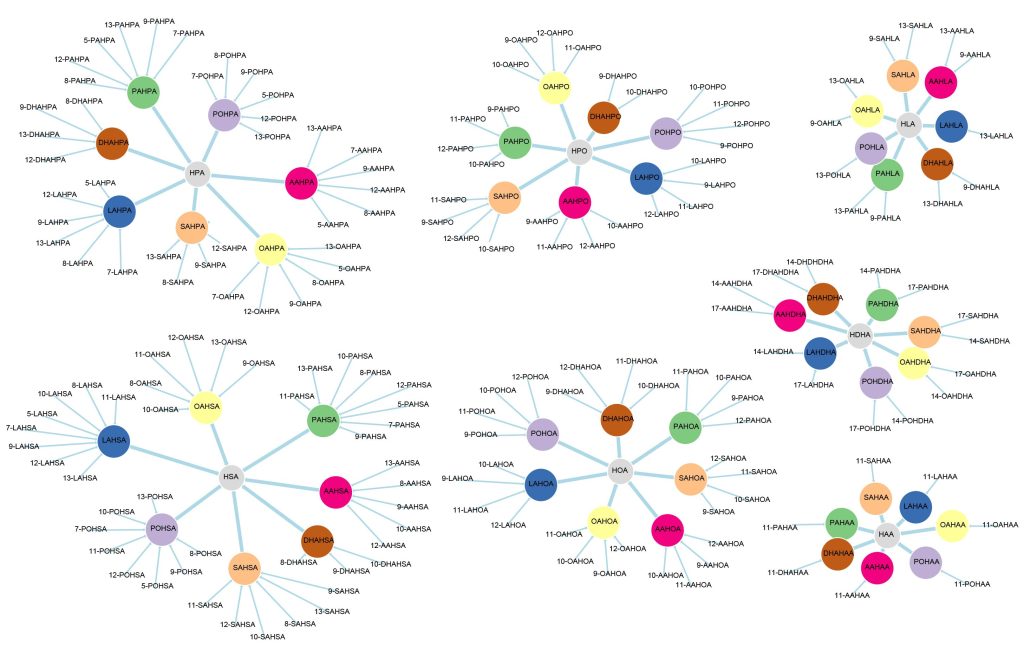 Branched fatty acid esters of hydroxy fatty acids (FAHFA) - fahfa network